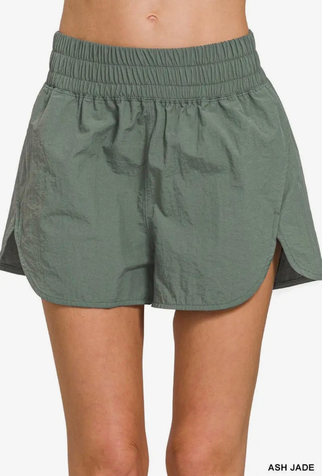 Jade Windbreaker Smocked Waistband Shorts