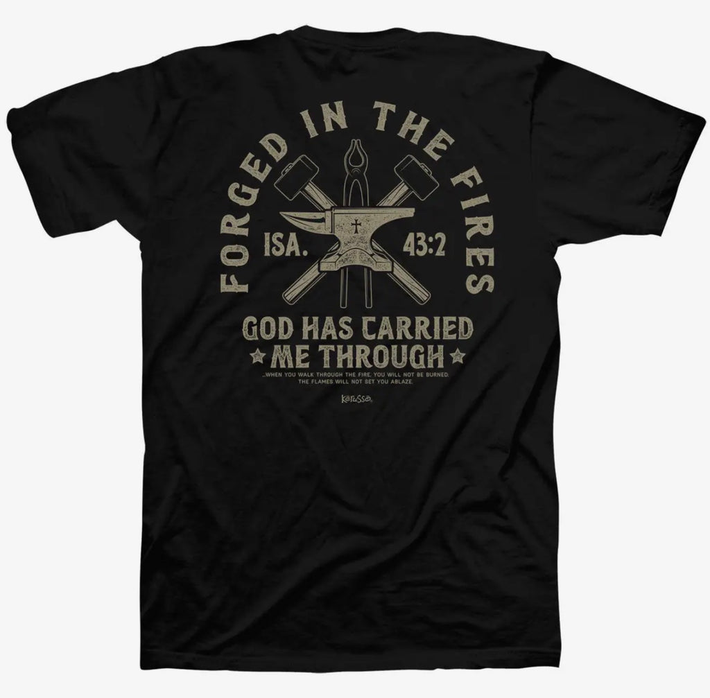 Forged in the Fires Christian T-Shirt – Isaiah 43:2 Faith Tee