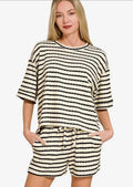 Striped Tee & Shorts Set